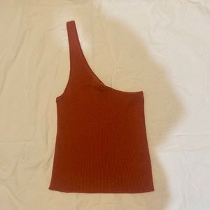 Cute sweater one shoulder tank top